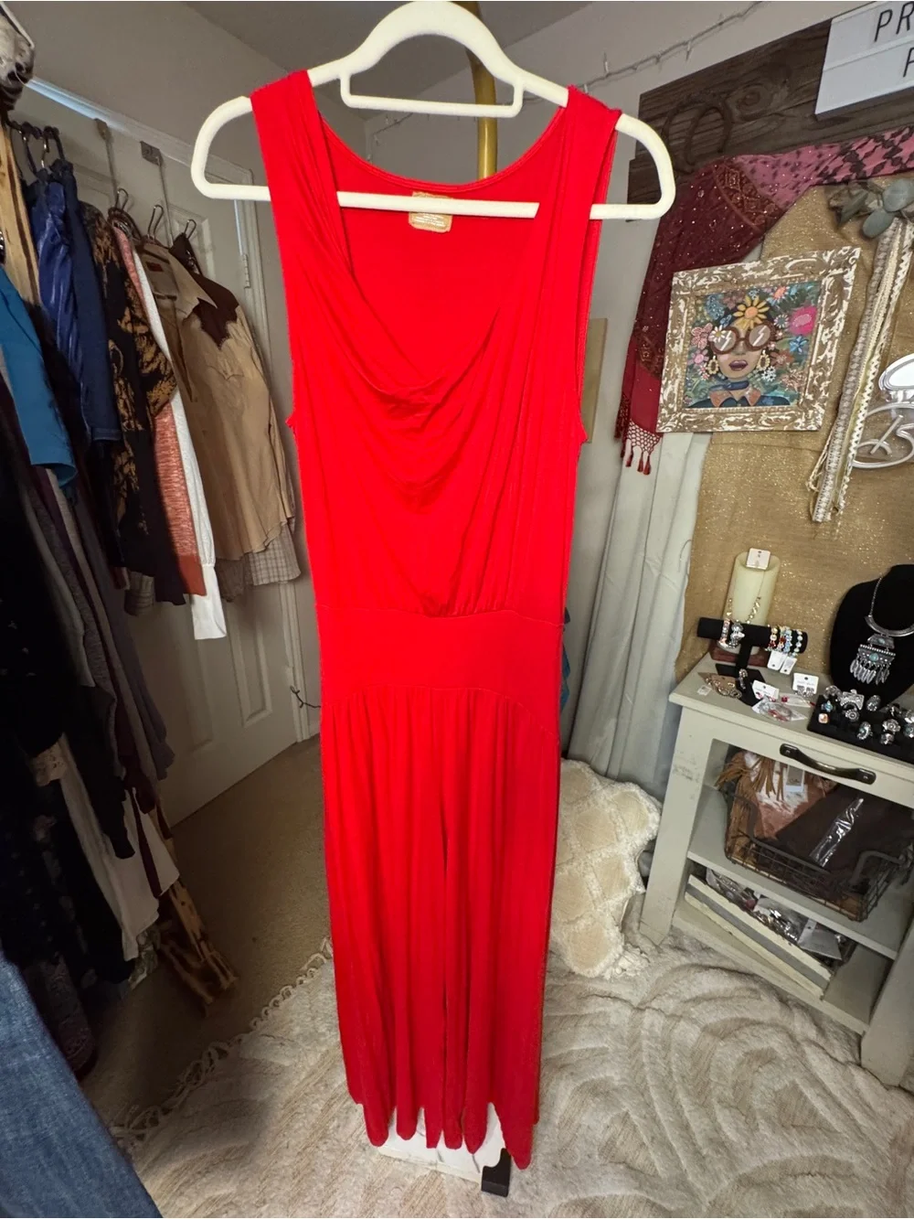 Free People Red Sleeveless Wide-Leg Jumpsuit